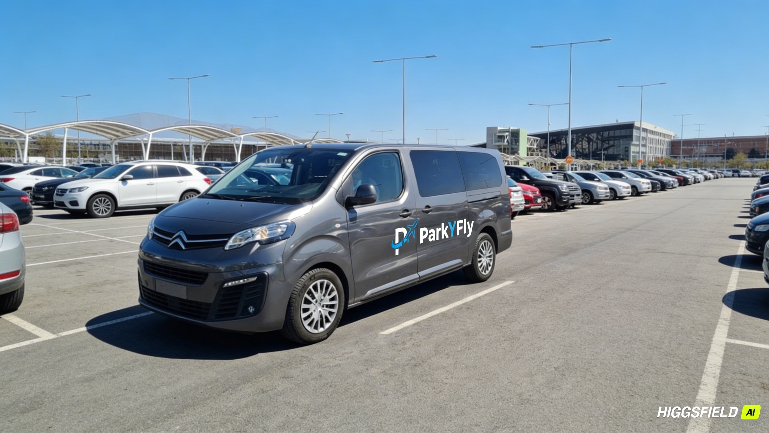 Van de transfer ParkYFly en el aeropuerto de Santiago